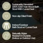 Salem Teak Shower and Bath Stool with Curved Seat - Image 7