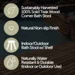 Siena Natural Teak Shower and Bath Stool with Curved Seat and Shelf - Image 5