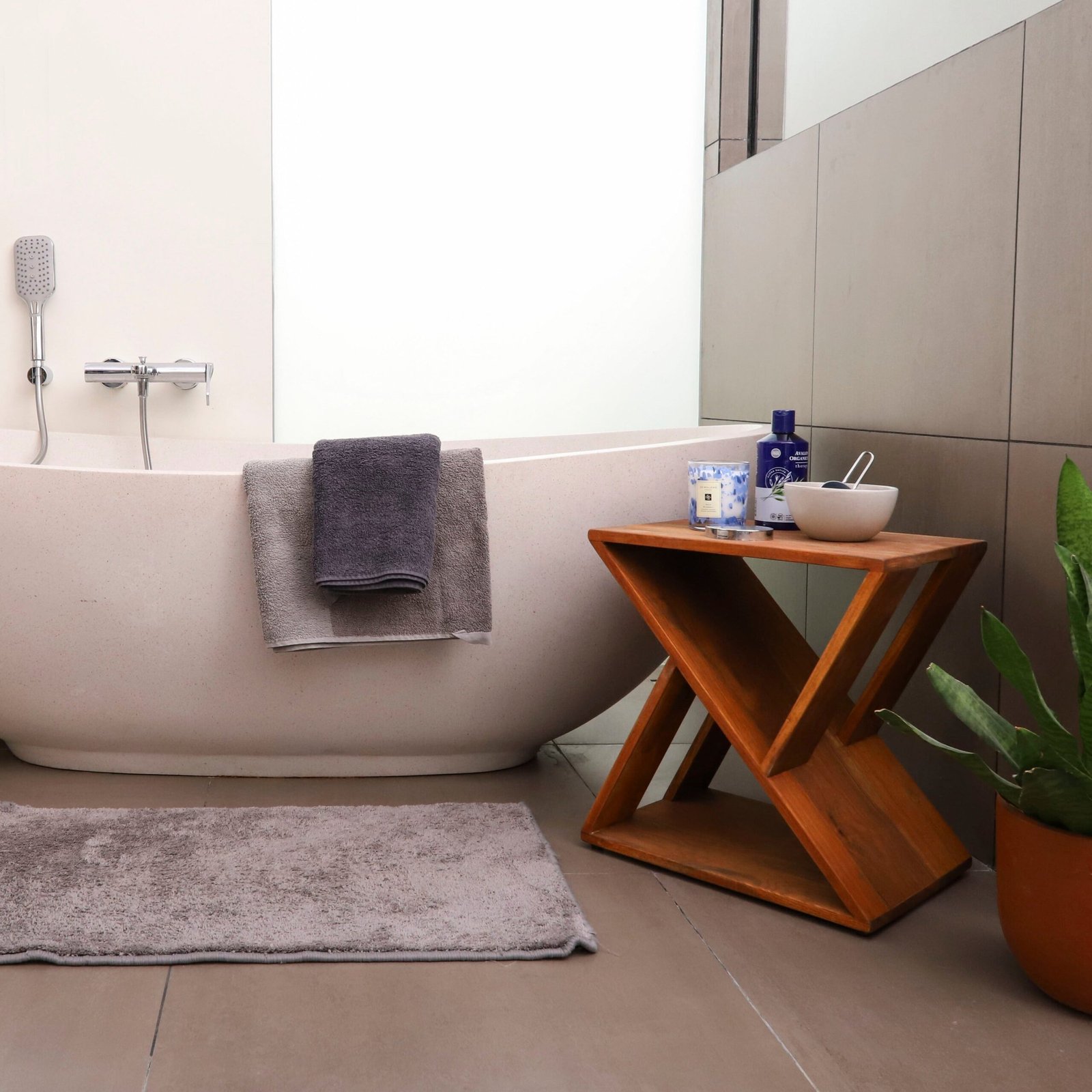 SS016.jpg Danish Teak Slatted Stool - Image 1