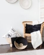 Pedestal Black and Natural Basket Bowl - Image 2