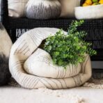 White Ghana Wool Linear Basket - Image 3