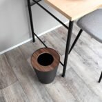 Trash Can - Round - Steel + Wood - Image 11